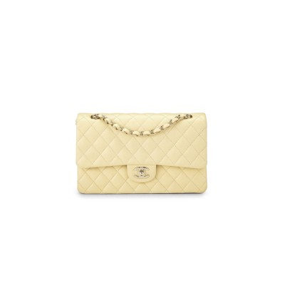 CHANEL YELLOW CALFSKIN CLASSIC DOUBLE FLAP MEDIUM AS0001 (25*15*6cm)